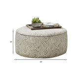 Benzara Ottoman with Paisley Fabric and Drum Style, Green BM252863 Green Wood and Fabric BM252863