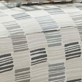 Benzara Ottoman with Woven Striped Fabric and Welt Trim, White and Gray BM252864 White and Gray Wood and Fabric BM252864