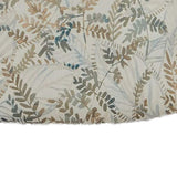 Benzara Ottoman with Leaves Print Fabric and Drum Style, Cream BM252869 Cream Wood and Fabric BM252869