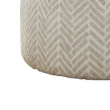 Benzara Ottoman with Chevron Pattern Fabric and Drum Style, Cream BM252872 Cream Wood and Fabric BM252872