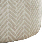 Benzara Ottoman with Chevron Pattern Fabric and Drum Style, Cream BM252872 Cream Wood and Fabric BM252872