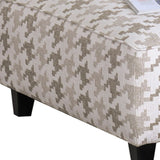 Benzara Ottoman with Abstract Pattern Fabric and Welt trim, Cream BM252873 Cream Wood and Fabric BM252873