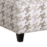 Benzara Ottoman with Abstract Pattern Fabric and Welt trim, Cream BM252873 Cream Wood and Fabric BM252873