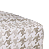 Benzara Ottoman with Abstract Pattern Fabric and Welt trim, Cream BM252873 Cream Wood and Fabric BM252873