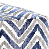 Benzara Ottoman with Microfiber Fabric and Chevron Pattern, Blue BM252932 Blue Solid wood, Fabric BM252932