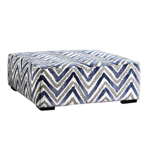 Benzara Ottoman with Microfiber Fabric and Chevron Pattern, Blue BM252932 Blue Solid wood, Fabric BM252932