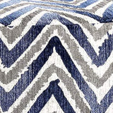 Benzara Ottoman with Microfiber Fabric and Chevron Pattern, Blue BM252932 Blue Solid wood, Fabric BM252932