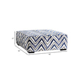 Benzara Ottoman with Microfiber Fabric and Chevron Pattern, Blue BM252932 Blue Solid wood, Fabric BM252932