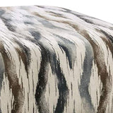 Benzara Ottoman with Microfiber Fabric and Ikat Pattern, Multicolor BM252933 Multicolor Solid wood, Fabric BM252933