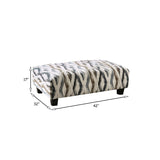 Benzara Ottoman with Microfiber Fabric and Ikat Pattern, Multicolor BM252933 Multicolor Solid wood, Fabric BM252933