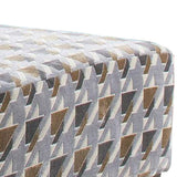 Benzara Ottoman with Geometric Pattern and Microfiber Fabric, Gray BM252945 Gray Solid wood, Fabric BM252945