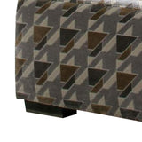 Benzara Ottoman with Geometric Pattern and Microfiber Fabric, Gray BM252945 Gray Solid wood, Fabric BM252945