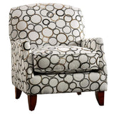 Benzara Chair with Microfiber Fabric and Circular Pattern, Multicolor BM252950 Multicolor Solid wood, Fabric BM252950