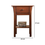 Benzara Night Stand with Durable Lacquer Top Coat, Dark Cherry BM252995 Brown Solid Wood BM252995