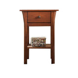 Benzara Night Stand with Durable Lacquer Top Coat, Dark Cherry BM252995 Brown Solid Wood BM252995