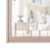 Benzara Mirror with Euro Style Slats, Brown BM252998 Brown Solid Wood BM252998