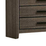 Benzara Chest with Black Rectangular Pulls, Gray BM253014 Gray Solid Wood, Wood Veneer, Others BM253014