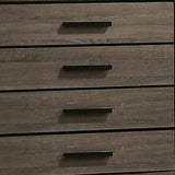 Benzara Chest with Black Rectangular Pulls, Gray BM253014 Gray Solid Wood, Wood Veneer, Others BM253014