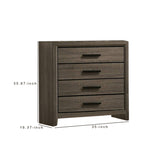 Benzara Chest with Black Rectangular Pulls, Gray BM253014 Gray Solid Wood, Wood Veneer, Others BM253014