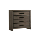 Benzara Chest with Black Rectangular Pulls, Gray BM253014 Gray Solid Wood, Wood Veneer, Others BM253014