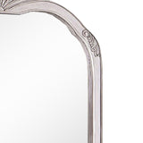 Benzara Mirror with Floral Accents and Traditional Design, Antique White BM253017 White Solid Wood, Veneer BM253017