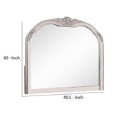 Benzara Mirror with Floral Accents and Traditional Design, Antique White BM253017 White Solid Wood, Veneer BM253017