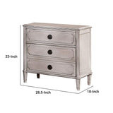 Benzara Night Stand with USB Charger and Metal Handles, Antique White BM253018 White Solid Wood, Veneer BM253018