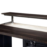 Benzara Desk with LED Light, Black and Distressed Dark Oak BM253020 Black, Brown Metal, Paper Veneer, Others BM253020