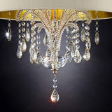 Benzara Ceiling Lamp with Hanging Crystal Droplets, Gold and Cream BM253031 Gold, Cream Crystal, Metal BM253031
