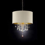 Ceiling Lamp with Hanging Crystal Droplets, Gold and Cream