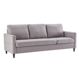 Benzara Reversible Sectional Sofa with Fabric Upholstery and Side Pockets, Gray BM261281 Gray Wood and Fabric BM261281