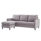 Benzara Reversible Sectional Sofa with Fabric Upholstery and Side Pockets, Gray BM261281 Gray Wood and Fabric BM261281