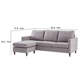 Benzara Reversible Sectional Sofa with Fabric Upholstery and Side Pockets, Gray BM261281 Gray Wood and Fabric BM261281