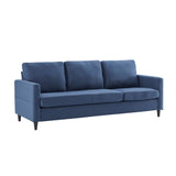 Benzara Reversible Sectional Sofa with Fabric Upholstery and Side Pockets, Blue BM261282 Blue Wood and Fabric BM261282