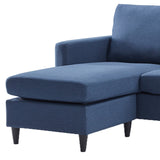 Benzara Reversible Sectional Sofa with Fabric Upholstery and Side Pockets, Blue BM261282 Blue Wood and Fabric BM261282