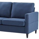 Benzara Reversible Sectional Sofa with Fabric Upholstery and Side Pockets, Blue BM261282 Blue Wood and Fabric BM261282