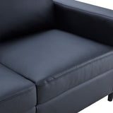 Benzara Sofa with Leatherette Upholstery and Track Armrests, Black BM261301 Black Wood and Faux Leather BM261301