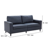 Benzara Sofa with Leatherette Upholstery and Track Armrests, Black BM261301 Black Wood and Faux Leather BM261301