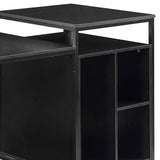 Benzara Computer Desk with Open Compartments and Shelves, Black BM261304 Black MDF and Metal BM261304