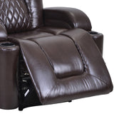 Benzara Power Recliner with USB Plugin and 2 Cupholders, Brown BM261310 Brown Leatherette, Metal BM261310