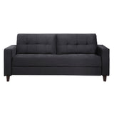 Benzara Sofa with Velvet Upholstery and Tufted Design, Black BM261312 Black Wood and Fabric BM261312