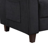 Benzara Sofa with Velvet Upholstery and Tufted Design, Black BM261312 Black Wood and Fabric BM261312