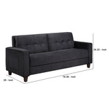 Benzara Sofa with Velvet Upholstery and Tufted Design, Black BM261312 Black Wood and Fabric BM261312