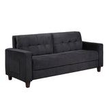 Sofa with Velvet Upholstery and Tufted Design, Black