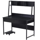 Computer Desk with 2 Drawers and Hutch, Black