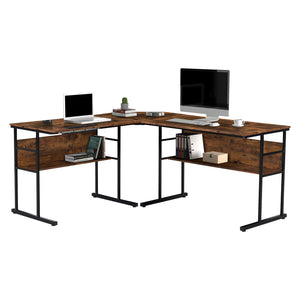 Benzara L Shape Desk with Tiltable Top and Metal Frame, Brown and Black BM261317 Brown and Black MDF and Metal BM261317