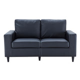 Benzara Loveseat with Leatherette Upholstery and Track Armrests, Black BM261322 Black Wood and Faux Leather BM261322