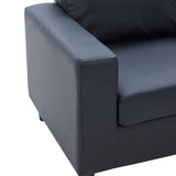 Benzara Loveseat with Leatherette Upholstery and Track Armrests, Black BM261322 Black Wood and Faux Leather BM261322