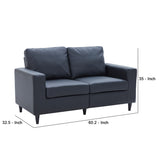 Benzara Loveseat with Leatherette Upholstery and Track Armrests, Black BM261322 Black Wood and Faux Leather BM261322