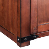 Benzara Coffee Table with 2 Barn Sliding Doors, Brown BM261323 Brown Solid wood, Metal BM261323